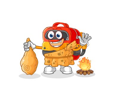 the backpack ancient cartoon. cartoon mascot vecto