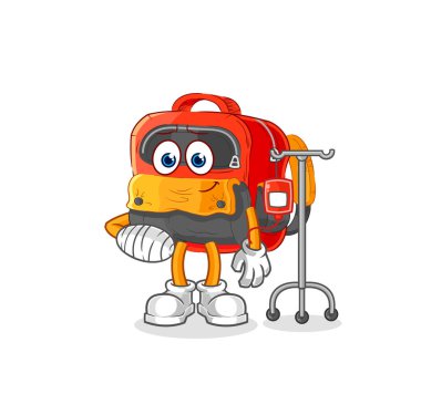 the backpack sick in IV illustration. character vecto