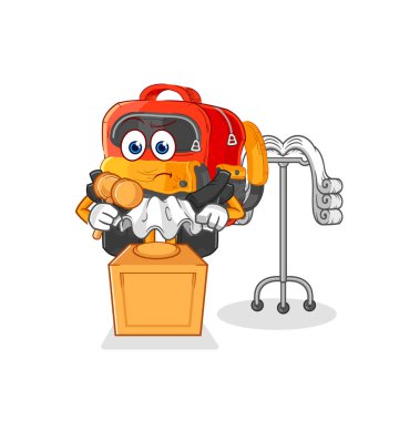 the backpack judge holds gavel. character vecto