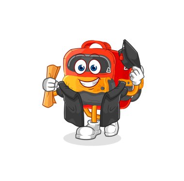 the backpack graduation vector. cartoon characte