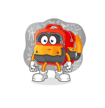 the backpack thinking hard vector. cartoon characte