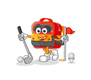 the backpack playing golf vector. cartoon characte