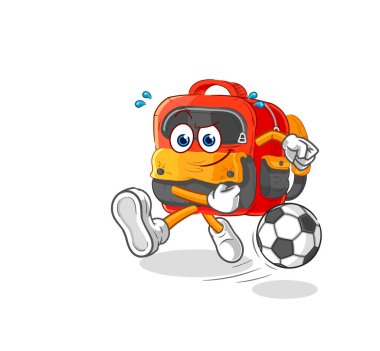 the backpack kicking the ball cartoon. cartoon mascot vecto