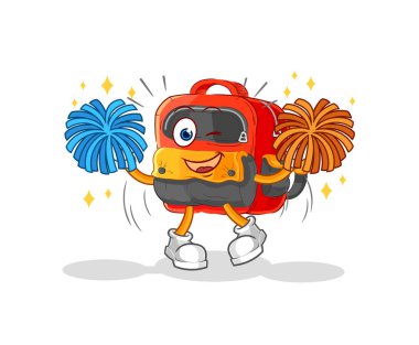 the backpack cheerleader cartoon. cartoon mascot vecto