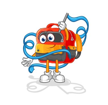 the backpack Rhythmic Gymnastics mascot. cartoon vecto