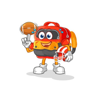 the backpack playing rugby character. cartoon mascot vecto