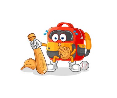 the backpack baseball Catcher cartoon. cartoon mascot vecto