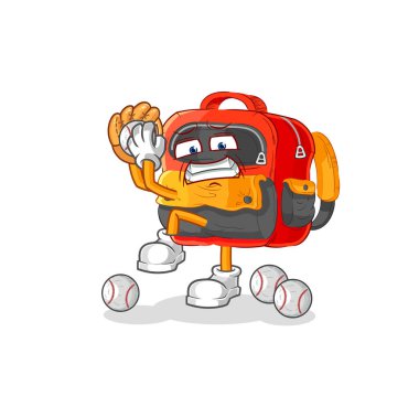the backpack baseball pitcher cartoon. cartoon mascot vecto