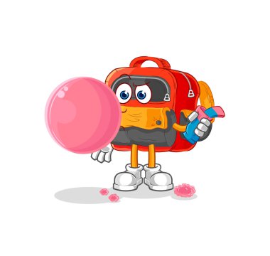 the backpack chewing gum vector. cartoon characte