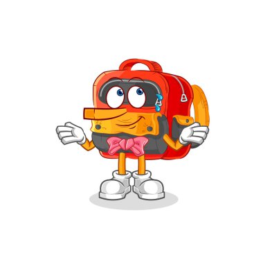the backpack lie like Pinocchio character. cartoon mascot vecto