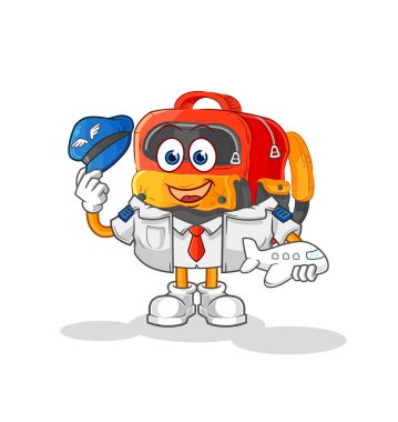 the backpack pilot mascot. cartoon vecto