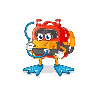 the backpack diver cartoon. cartoon mascot vecto