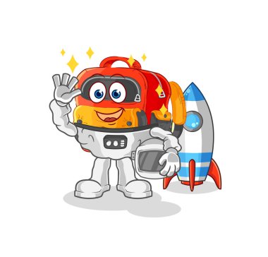 the backpack astronaut waving character. cartoon mascot vecto