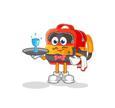 the backpack waiter cartoon. cartoon mascot vecto