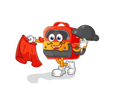 the backpack matador with red cloth illustration. character vecto