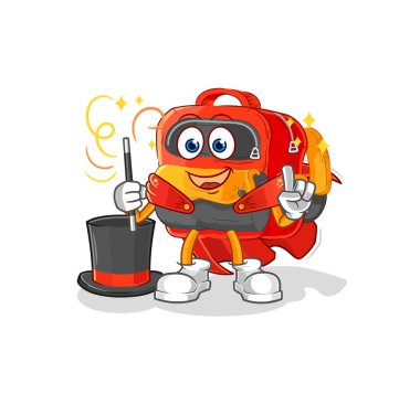 the backpack magician illustration. character vecto