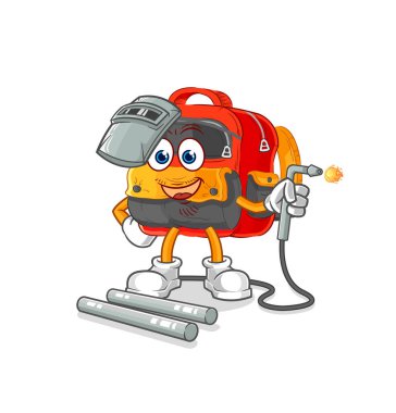 the backpack welder mascot. cartoon vecto
