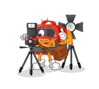 the backpack photographer character. cartoon mascot vecto