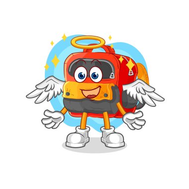 the backpack angel with wings vector. cartoon characte