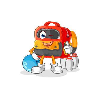 the backpack play bowling illustration. character vecto