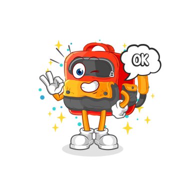 the backpack agree mascot. cartoon vecto