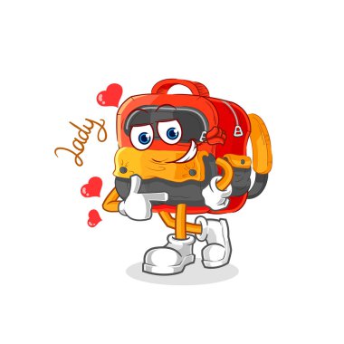 the backpack flirting illustration. character vecto