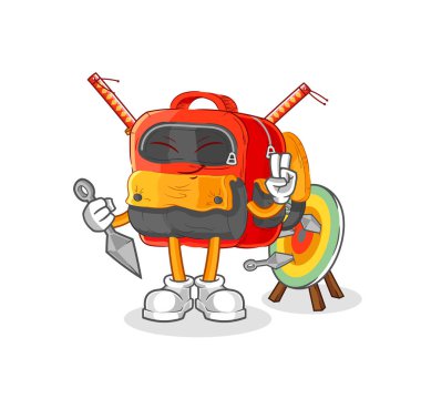 the backpack ninja cartoon. character vecto