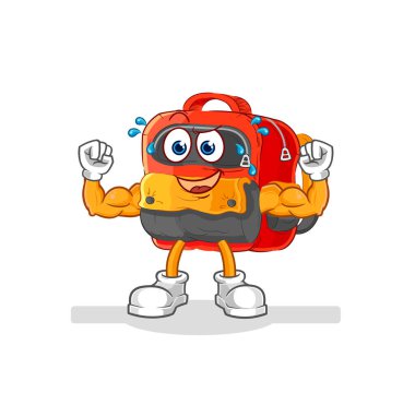 the backpack muscular cartoon. cartoon mascot vecto