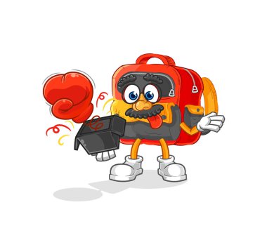 the backpack prank glove in the box. cartoon masco