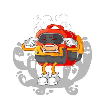 the depressed backpack character. cartoon vecto