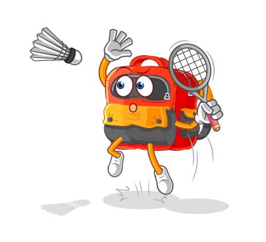 the backpack smash at badminton cartoon. cartoon mascot vecto