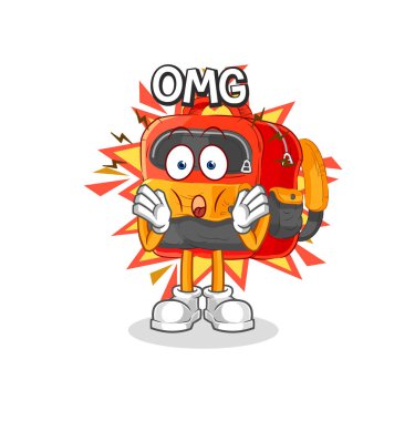 the backpack Oh my God vector. cartoon characte