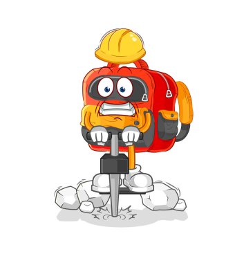 the backpack drill the ground cartoon character vecto