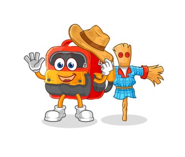 the backpack with scarecrows cartoon character vecto