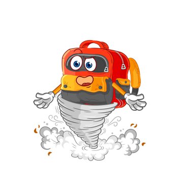 the backpack in the tornado cartoon character vecto