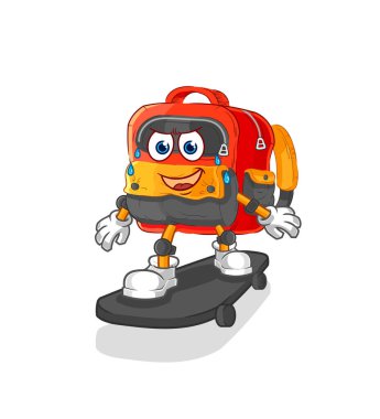 the backpack riding skateboard cartoon character vecto