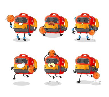 Backpack cute cartoon vector illustration icons set