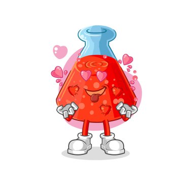 the chemical tube fallin love vector. cartoon characte