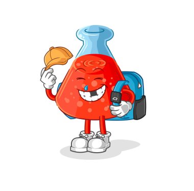the chemical tube goes to school vector. cartoon characte