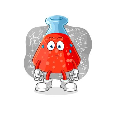 the chemical tube thinking hard vector. cartoon characte
