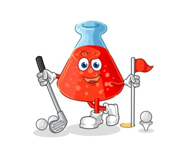 the chemical tube playing golf vector. cartoon characte