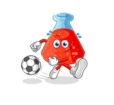 the chemical tube kicking the ball cartoon. cartoon mascot vecto