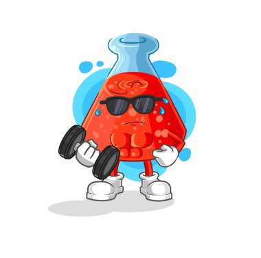 the chemical tube lifting dumbbell vector. cartoon characte