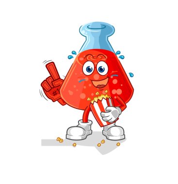 the chemical tube fan with popcorn illustration. character vecto