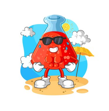 the chemical tube sunbathing in summer. character vecto
