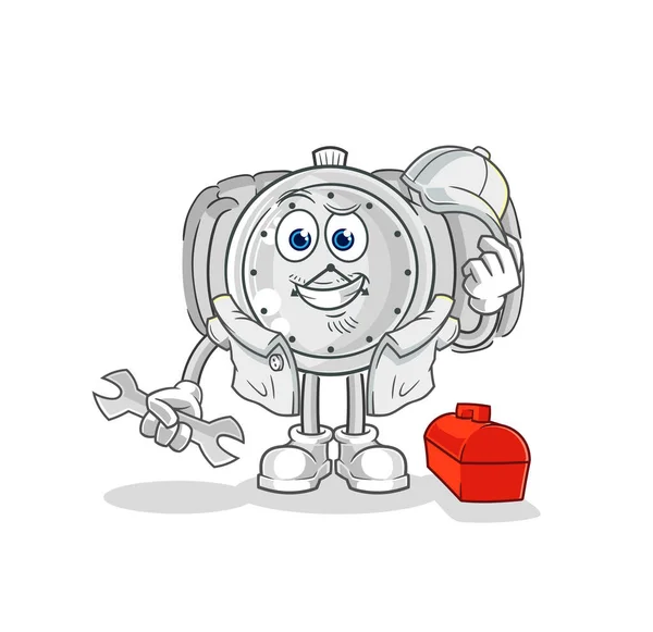 Wristwatch Mechanic Cartoon Cartoon Mascot Vecto — Archivo Imágenes Vectoriales