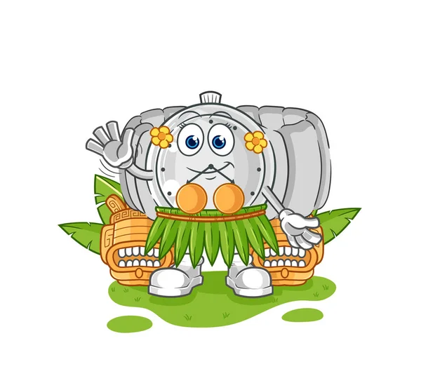 the wristwatch hawaiian waving character. cartoon mascot vecto
