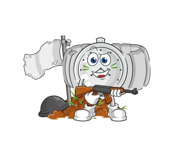Wristwatch Army Character Cartoon Mascot Vecto — Vettoriale Stock