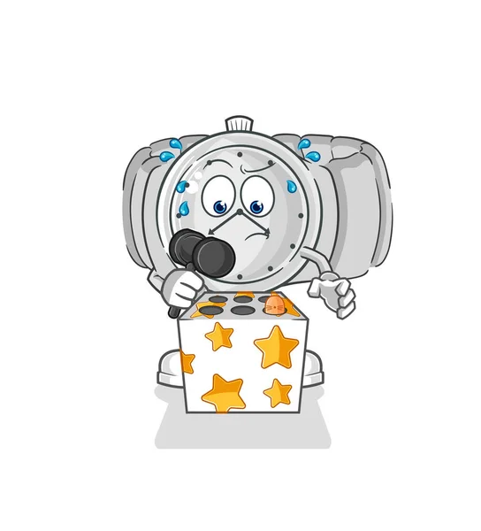 Wristwatch Play Whack Mole Mascot Cartoon Vecto — Stock Vector