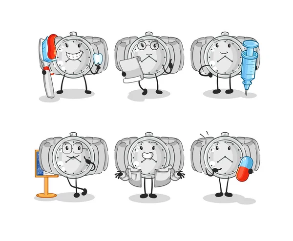 the wristwatch doctor group character. cartoon mascot vecto